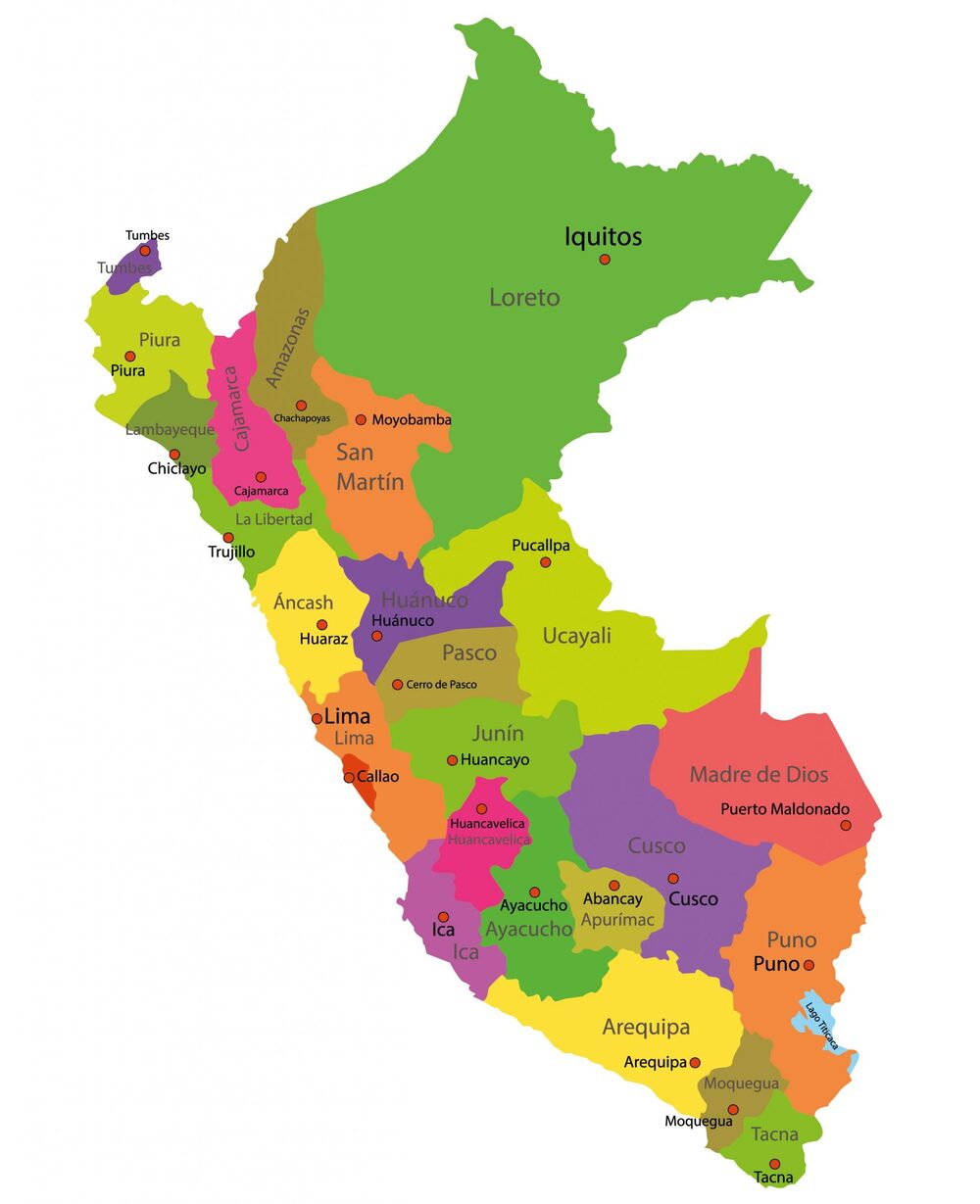 Mapa del Perú destacando la accesibilidad de la Academia Pitágoras a través de su aula virtual para estudiantes de todo el país en preparación para la admisión universitaria